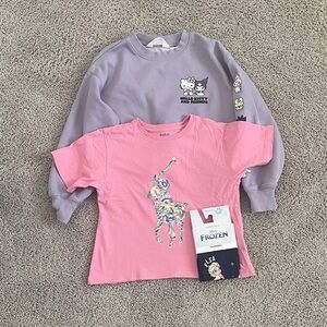 Polo by Ralph Lauren Pink T-Shirt, Purple Sweatshirt and Frozen tights Set